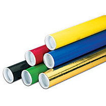 Office Wagon; Brand Color Mailing Tubes With Plastic Endcaps, 2 inch; x 24 inch;, Gold, Pack Of 50