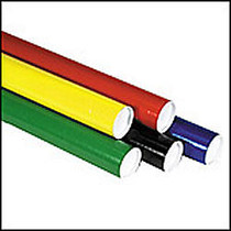 Office Wagon; Brand Color Mailing Tubes With Plastic Endcaps, 3 inch; x 18 inch;, Red, Pack Of 24