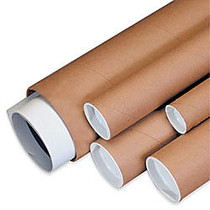 Office Wagon; Brand Kraft Mailing Tubes With Plastic Endcaps, 2 1/2 inch; x 24 inch;, Pack Of 34