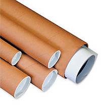 Office Wagon; Brand Kraft Mailing Tubes With Plastic Endcaps, 2 1/2 inch; x 48 inch;, Pack Of 34