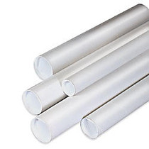 Office Wagon; Brand White Mailing Tubes With Plastic Endcaps, 1 1/2 inch; x 30 inch;, 80% Recycled, Pack Of 50
