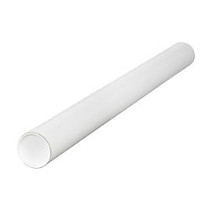 Office Wagon; Brand White Mailing Tubes With Plastic Endcaps, 1 1/2 inch; x 6, 80% Recycled, Pack Of 50