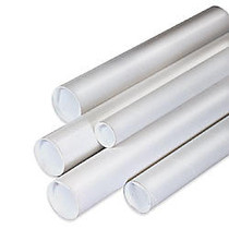 Office Wagon; Brand White Mailing Tubes With Plastic Endcaps, 3 inch; x 12 inch;, 80% Recycled, Pack Of 24