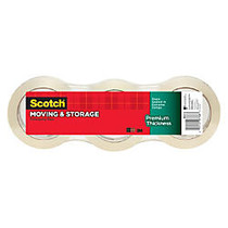 Scotch Premium Thickness Moving & Storage Packaging Tape - 1.18 inch; Width x 60 yd Length - 3 inch; Core - Acrylic - Acrylic Backing - Durable - 3 / Pack - Clear