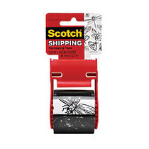 Scotch; Decorative Shipping And Packaging Tape With Dispenser, 2 inch; x 13.8 Yd., Black Butterflies