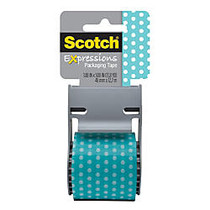 Scotch; Decorative Shipping And Packaging Tape With Dispenser, 2 inch; x 13.8 Yd., Black/White Fishnet