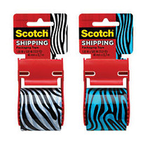 Scotch; Decorative Shipping And Packaging Tape With Dispenser, 2 inch; x 13.8 Yd., Black/White or Black/Blue (No Color Choice)