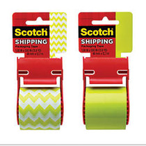 Scotch; Decorative Shipping And Packaging Tape With Dispenser, 2 inch; x 13.8 Yd., Green/Green Zigzag (No Color Choice)