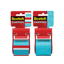 Scotch; Decorative Shipping And Packaging Tape With Dispenser, 2 inch; x 13.8 Yd., Stripes/Leaf With Dots (No Design Choice)