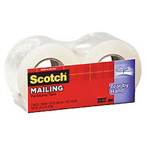 Scotch; Tear-By-Hand Tape, 2 inch; x 50 Yd., Clear, Pack Of 2