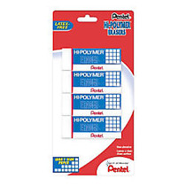 Pentel; Hi-Polymer Erasers, White, Pack Of 4