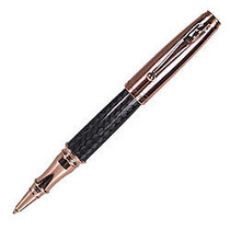 Monteverde; Invincia&trade; Rose Gold Rollerball Pen, Fine Point, 0.7 mm, Black Barrel, Black Ink