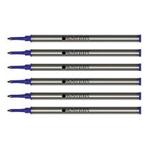 Monteverde; Rollerball Refills For Waterman Rollerball Pens, Fine Point, 0.5 mm, Blue, Pack Of 6