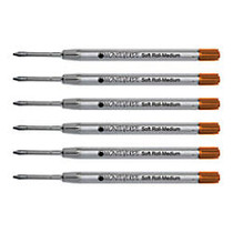 Monteverde; Soft Roll Parker; Style Ballpoint Refills, Medium Point, 0.7 mm, Brown, Pack Of 6