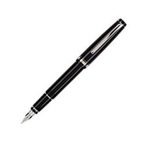 Pilot; Falcon Black Rhodium Fountain Pen With 14K Gold Nib, Extra-Fine Point, Black Barrel, Black Ink