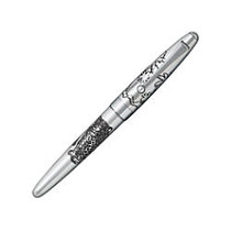 Pilot; Sterling Silver Jaguar Fountain Pen With 18K Gold Nib, Medium Point, Silver Barrel, Black Ink