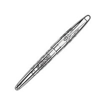 Pilot; Sterling Silver Tiger Fountain Pen With 14K Gold Nib, Broad Point, Silver Barrel, Black Ink