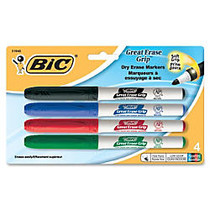 BIC Great Erase Whiteboard Markers - Fine Point Type - Blue, Black, Red, Green - 4 / Pack