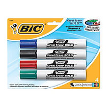 BIC; Great Erase Bold Vivid Colors Dry Erase Markers, Chisel Point, Pack Of 4