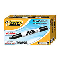 BIC; Great Erase Low Odor Whiteboard Marker, Fine Point, Black Ink, Pack of 12