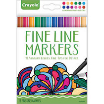 Crayola; Fine Line Markers For Adults, Assorted Contemporary Colors, Pack Of 12