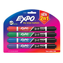 EXPO; 2-in-1 Dry-Erase Markers, Chisel Tip, Assorted Ink Colors, Pack Of 4