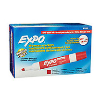 EXPO; Low-Odor Dry-Erase Markers, Bullet Point, Red, Pack Of 12