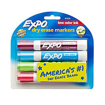 EXPO; Low-Odor Dry-Erase Markers, Chisel Point, Assorted Fashion Colors, Pack Of 4