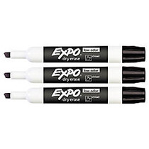 EXPO; Low-Odor Dry-Erase Markers, Chisel Tip, Black, Pack Of 12