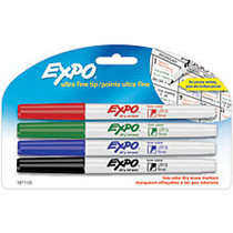 EXPO; Low-Odor Dry-Erase Markers, Ultra-Fine Point, Assorted Colors, Pack Of 4