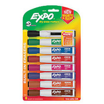 EXPO; Magnetic Dry Erase Markers With Eraser, Chisel Tip, Assorted Ink Colors, Pack Of 8