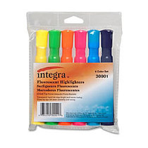 Integra Chisel Tip Desk Highlighters - Chisel Point Style - Assorted Water Based Ink - Assorted Barrel - 6 / Set