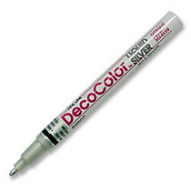Marvy DecoColor Paint Marker - Fine Point Type - Metallic Silver Oil Based Ink - 1 Each