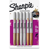 Sharpie Metallic Permanent Markers, Assorted, 6/Pack - Fine Point Type - Assorted - 6 / Pack