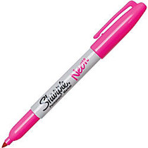 Sharpie Neon Fine Tip Permanent Marker - Fine Point Type - Neon Pink - 12 / Box