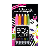 Sharpie; 80's Glam Permanent Markers, Fine Point, Assorted Colors, Pack Of 5