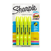 Sharpie; Gel Highlighters, Fluorescent Yellow, Pack Of 4