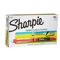 Sharpie; Liquid Accent; Pen-Style Highlighters, Fluorescent Pink, Box Of 12
