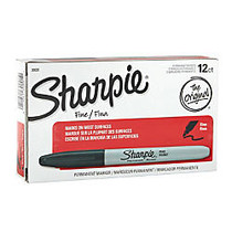Sharpie; Permanent Fine-Point Markers, Black, Pack Of 12