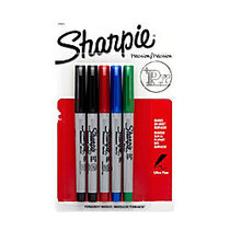 Sharpie; Permanent Ultra-Fine Point Markers, Assorted Colors, Pack Of 5