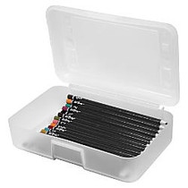 Advantus Gem Polypropylene Pencil Box With Lid, 2 1/2 inch;H x 8 1/2 inch;W x 5 1/2 inch;D, Clear