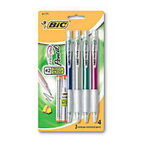 BIC; Velocity; Mechanical Pencils, 0.7 mm, Assorted Barrel Colors, Pack Of 4