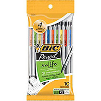BIC; Xtra-Life Mechanical Pencils, Medium Point, 0.7 mm, Clear Barrel, Black Ink, Pack Of 10