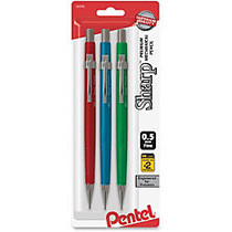 Pentel Sharp Mechanical Drafting Pencil - HB Lead Degree (Hardness) - 4 mm Lead Diameter - Refillable - Black Lead - Assorted Barrel - 3 / Pack