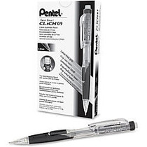 Pentel Twist-Erase Click Mechanical Pencil - #2, HB Lead Degree (Hardness) - 0.9 mm Lead Diameter - Refillable - Transparent, Black Barrel - 1 Each
