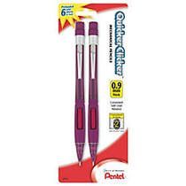 Pentel; Quicker-Clicker&trade; Mechanical Pencils, 0.9 mm, Transparent Red, Pack Of 2