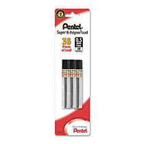 Pentel; Super Hi-Polymer; Leads, 0.5 mm, 2B, 12 Leads Per Tube, Pack Of 3 Tubes
