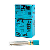 Pentel; Super Hi-Polymer; Leads, 0.7 mm, HB, 12 Leads Per Tube