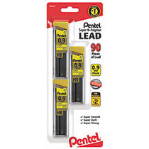 Pentel; Super Hi-Polymer; Leads, 0.9 mm, HB, 30 Leads Per Tube, Pack Of 3 Tubes