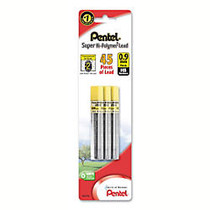 Pentel; Super Hi-Polymer; Leads, 0.9 mm, HB, Medium, 12 Leads Per Tube, Pack Of 3 Tubes